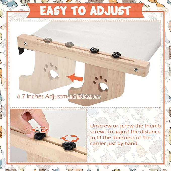 Pinkunn 2 Set Cat Window Sill Perch Adjustable Wood Small Cat Window Hammock Window Seat Cat Bed Windowsill Cat Shelf Indoor Kitty Cat Window Ledge Seat for Bedside Cabinet, Heavy Duty 33 Lbs (Gray)