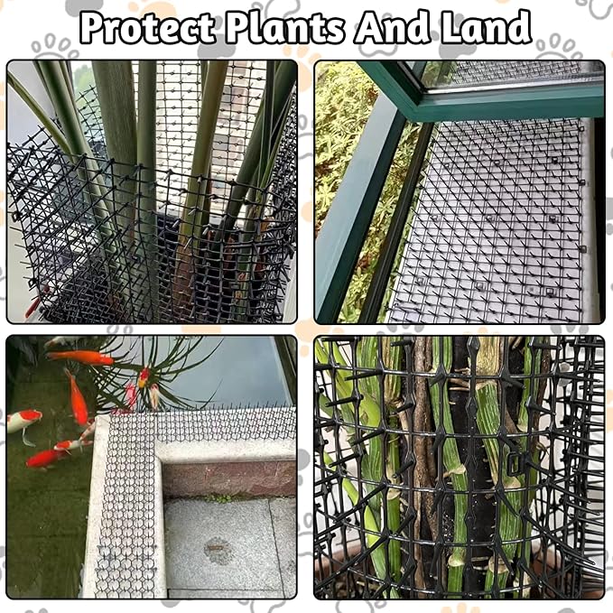 Fhiny Cat Deterrent Mat, Cat Repellent with Spike 6.6Ft Scat Mat for Kitten Coverage Prickle Digging Deterrent Training Network for Dogs Indoor Outdoor Keep Pet Out of Yard