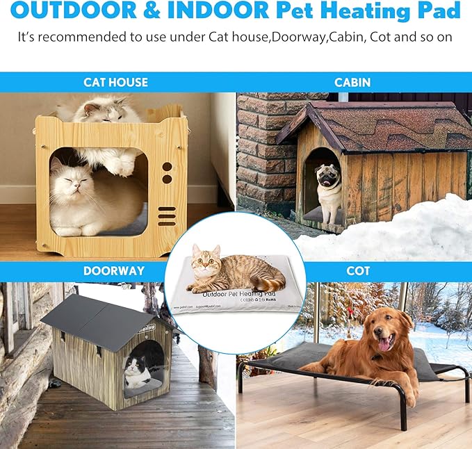 PETNF Outdoor Heated Pet Bed with Waterproof Cover,Pet Heating Pads for Dog,Soft Electric Blanket Auto Temperature Control,Heating Mat for Dog House Cabin Cot Doorway,Rescue Cats