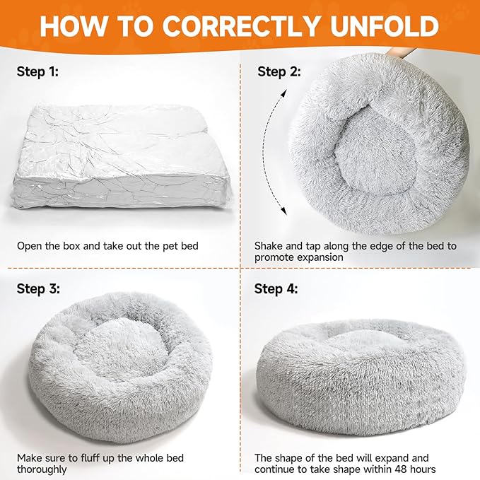 Small Dog Bed,Cat Bed, Cat Beds for Indoor Cats Washable, Small Dog Bed Calming Pet Bed, Cat Beds & Furniture, Large Cat Bed, Kitty Kitten Bed，Light Gray