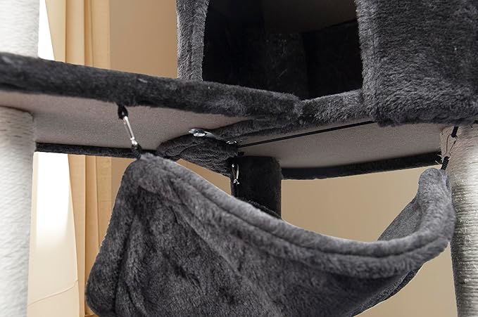 YUNIQUE Cat Tree with Cat Condo and Big Hammock, Darkgrey