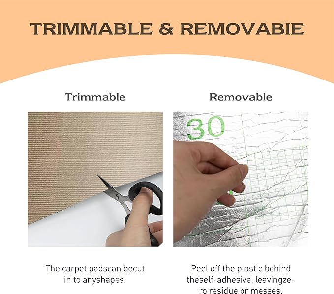 Trimmable Cat Scratching Post Carpet 78.7"x15.8" Self-Adhesive Cat Scratching Mat Cat Carpet Replacement for Cat Tree Wall Shelves Couch Furniture Protector (Khaki)