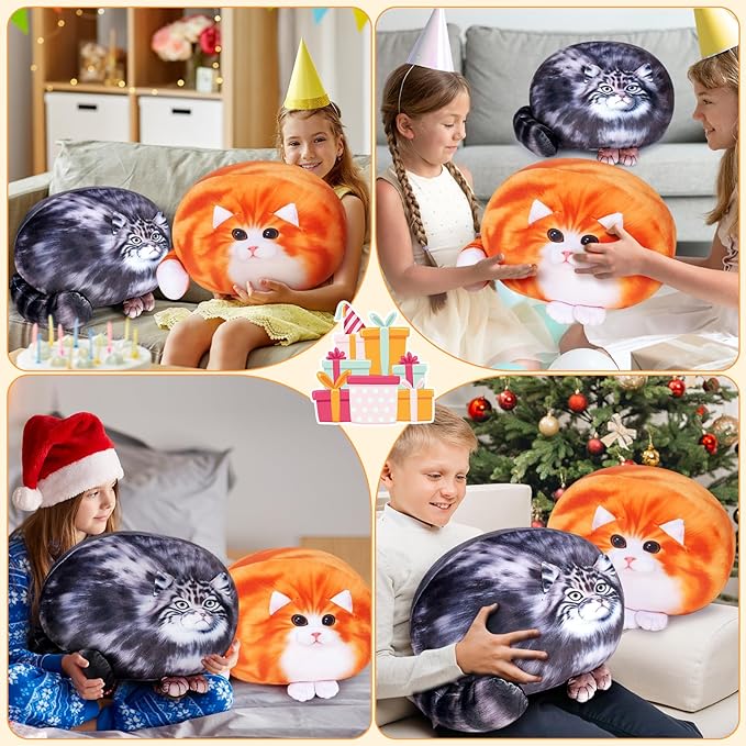 Achwishap Cat Plush,Soft Cat Stuffed Animals,Kawaii Steppe Cat Plush Toys,Cute Plushies Cat Body Pillow,Kitten Stuffed Animal Hugging Pillows Plushies Gifts for Kids Adults Birthday(Steppe Cat,18”)