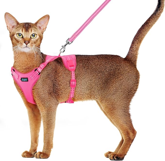 Supet Cat Harness and Leash Set for Small to Large Cats Adjustable Cat Vest Harness with Reflective Trim Universal Cat Leash and Harness for Cats/Puppies