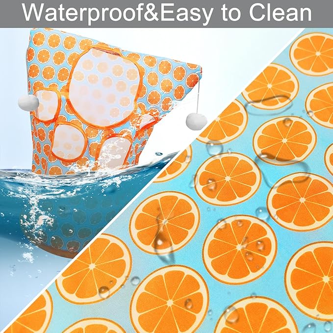 Andiker Cat Tunnel Bags for Indoor Cats, 13x17x12In Foldable Cat Crinkle Bag with 3 White Plush Balls and 1 Mouse 5 Holes for Kitten to Hide and Catch 3 Layers Cat Toy (Orange)