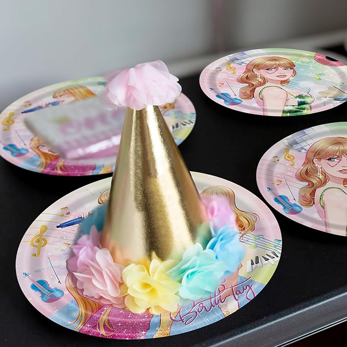 96 Pcs Birthday Plates and Napkins Party Supplies, Disposable Forks Paper Dessert Tableware Green Cartoon Decorations Table Dinnerware Favors Set, Serves 24