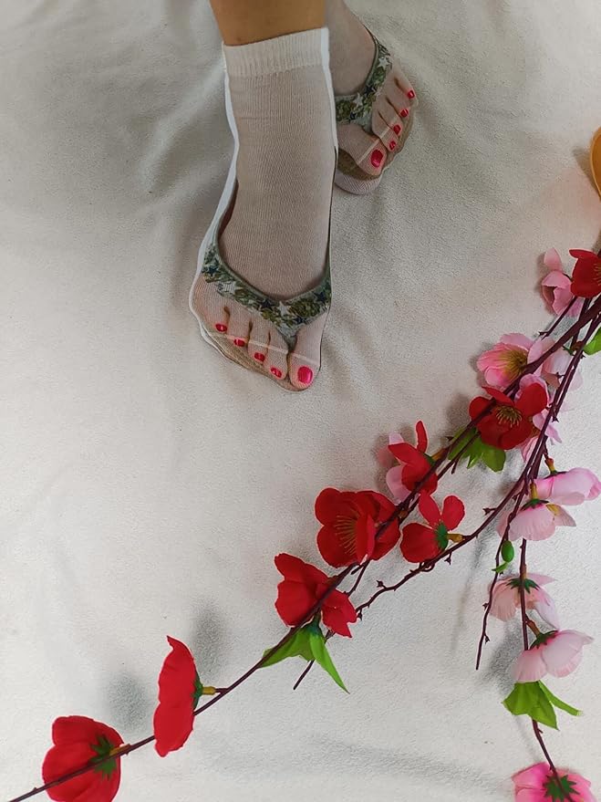 3D Manicure Print Socks Funny Flip Flop Socks 3D Pattern Socks Sandal Socks Low Cut Ankle Silly Socks- A Gag Gift