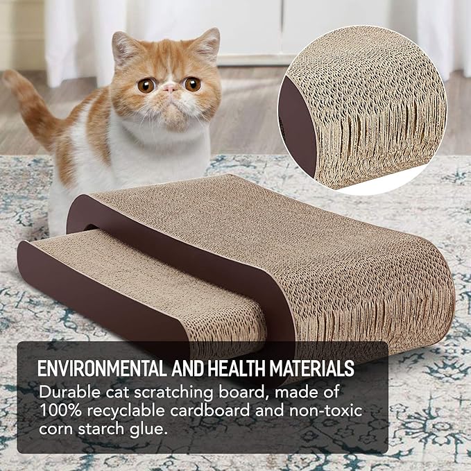 FluffyDream 2in1 Cat Scratcher Cardboard Lounge Bed, Cat Scratching Board, Durable Board Pads Prevents Furniture Damage