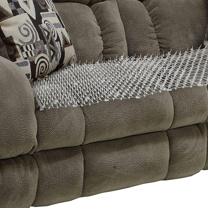 Cat Scat Mat Clear (14 ft.) with 10 Staples, Anti-cat Network with Spikes Digging Stopper - Cat Deterrent Mat for Indoor and Outdoor