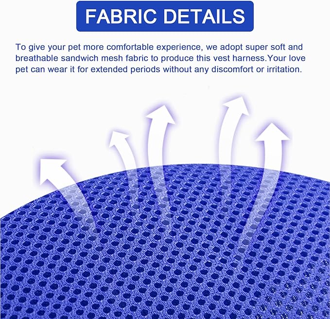 Cat Harness and Leash Set, Upgraded Escape Proof Adjustable Kitten Vest with Lead for Small Cat Outdoor Walking, Soft Breathable Mesh Jacket with Reflective Strips for Dark Night (S, Klein Blue)