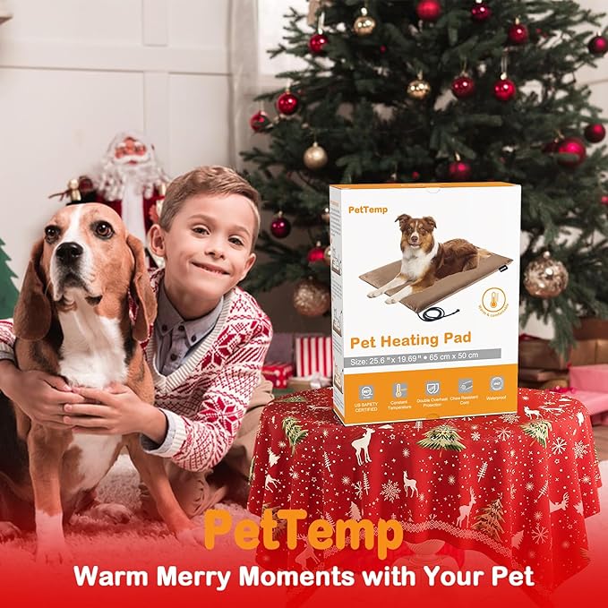 Pet Heating Pad, Electric Heated Pad for Dog Cat, Warm Mat Waterproof Dogs Cats Beds with Constant Temperature,Chew Resistant Cord, Comfortable Heater Heater Blanket Puppy and Kitten (L:26'' x 20'')