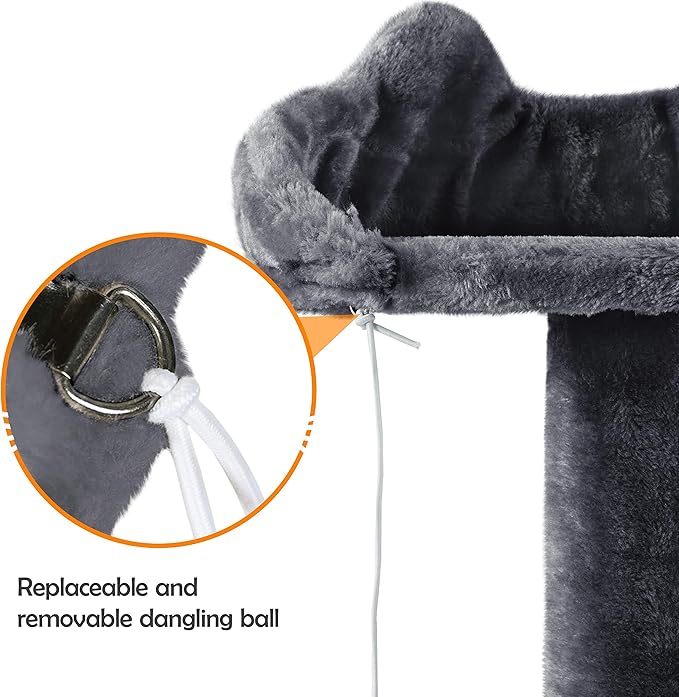 Yaheetech 62in Cat Tree Cat Tower for Indoor Cats, Cat Furniture w/Double Cat Condo, Scratching Posts, Multiple Platforms and Balls for Kittens & Cats, Dark Gray