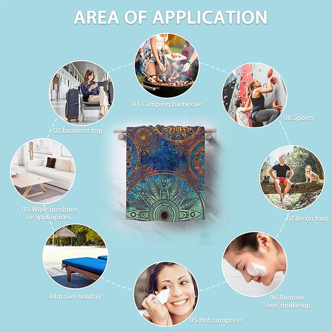 2 Pack Hand Towels for Bath,Golden Art Damask Floral Decorative Towels Highly Absorbent Soft Towels for Bathroom Beach Kitchen Spa Gym Face Towel 14x28 Inch