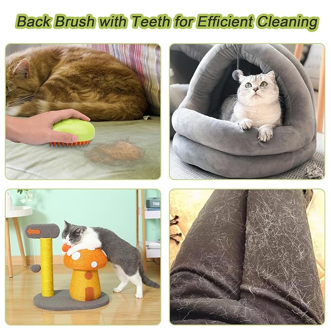 4-in-1 Self-Cleaning Steam Grooming Brush - Efficient Massage, Hair Removal, Tangle-Free Care for Cats and Dogs (Yellow)