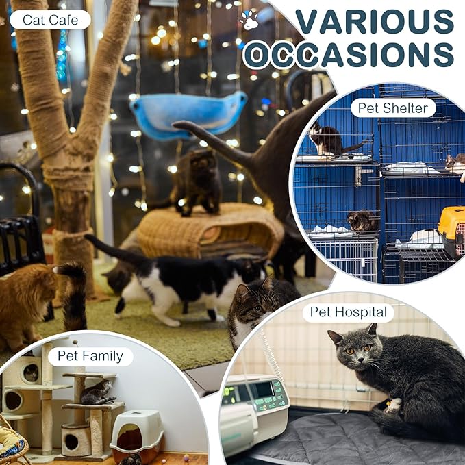 8 Pack Self Heating Cat Mat Self Warming Cat Bed 20"x16" Extra Warm Thermal Pet Bed Mat Reflects Body Heat Washable Dog Crate Pad for Indoor Outdoor Pets(Gray, Blue)