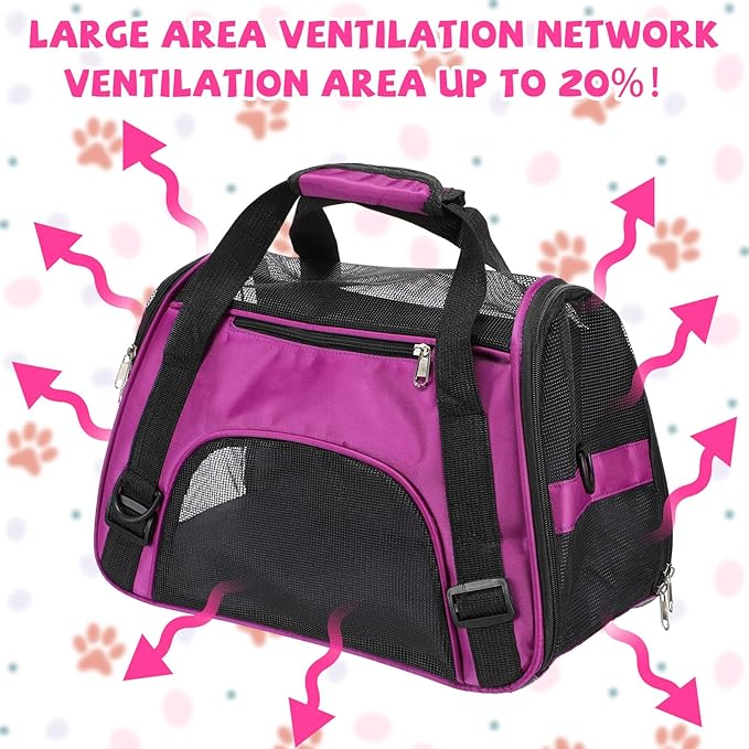 2 Pcs Pet Carrier, Soft Sided Pet Travel Carrier for Cats, Airline Approved Kitty Portable Dog Bags for Traveling Little Dogs, Rabbits, Puppy, Cat(S,Pink, Purple)