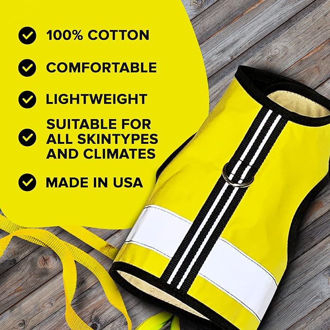 Reflective Cat Harness - High-Visibility Cat Vest for Day & Night | Secure, Breathable and Washable Cotton | Ideal for Walking & Traveling - Sunshine Yellow, S to M