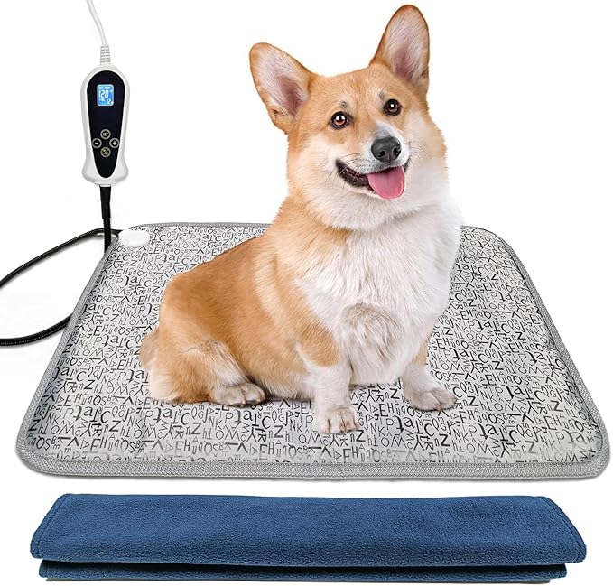 Cat Heating Pad 18x18in, Pet Heating Pad for Cats Heated Cat Pad with Timer（1-24H）,Waterproof Heated Cat Blanket with Chew Resistant Steel Cord