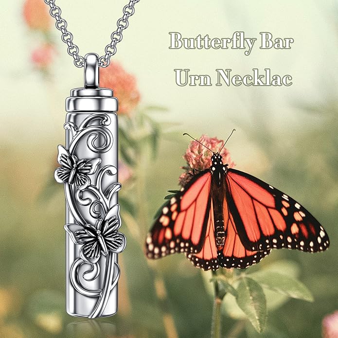 Animal Crystal Urn Necklace For Ashes Sterling Silver Butterfly Dragonfly Bee Phoenix Peacock Hummingbird Fox Angel Wing Pentagram Pentacle Cremation Necklace Heart Teardrop Urn Holder Necklaces For Women Memorial Jewelry