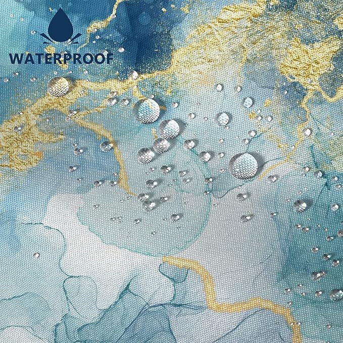 AWERT Teal Marble Shower Curtain for Bathroom Waterproof Quick-Drying Modern Abstract Shower Curtain Set with Hooks 72x84 Inch