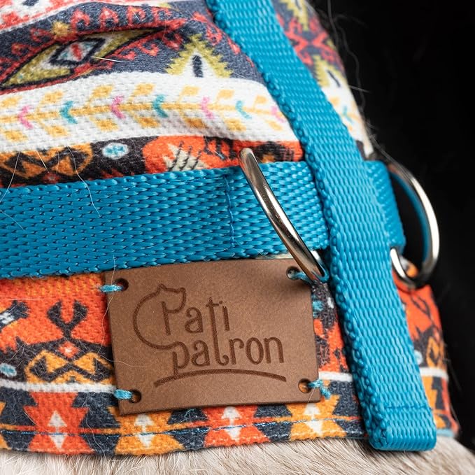 Cat Harness and Leash Set, Cats Escape Proof - Adjustable Kitten Harness for Large/Medium/Small Cats, Walking Travel Petsafe Harness (Blue Rug Pattern, Extra Small)