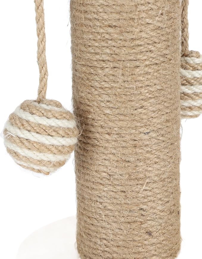 Cat Toy Cat Scratching Post 2 Layer Ball Track Kitten Scratcher Cat Toy, Sturdy Pine Hemp Cat Scratch Post Interactive Toy with Wood Ball, Suction Cup Base Cat Scratcher Toy