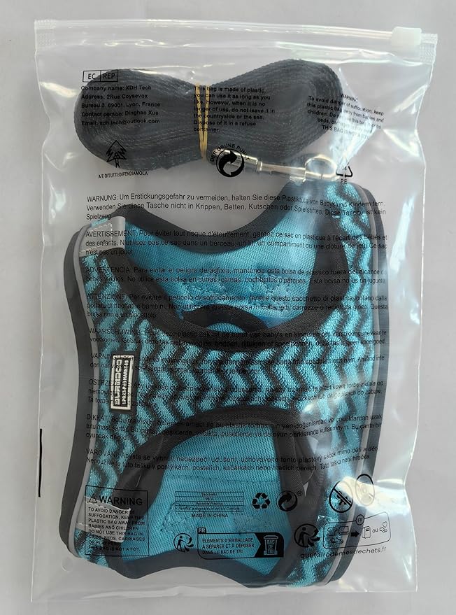 Soft Mesh Dog Harness and Leash Set, Step-in Reflective Breathable Comfort Padded Quick Dry Pet Puppy Vest Harness for Extra-Small/Small Medium Dogs and Cats (Blue, M)