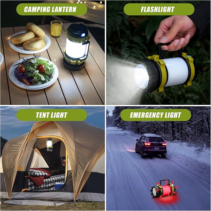 Alpswolf 2 Pack Camping Lantern Rechargeable, Led Lantern Camping Flashlight with 4000 Capacity Power Bank, 6 Modes, IPX4 Waterproof, Portable Rechargeable Lanterns for Power Outage, Hiking, Outdoor