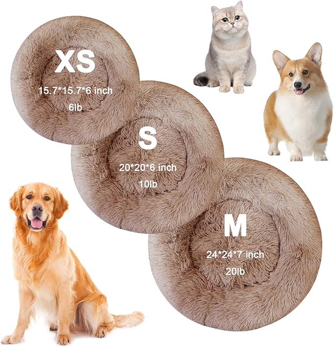 Nisrada Cat Beds for Indoor Cats,20 Inch Dog Bed for Small Melium Large Dogs, Washable-Round Pet Bed for Puppy and Kitten with Slip-Resistant Bottom
