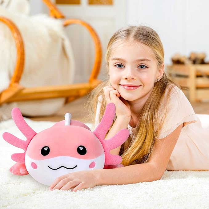 Axolotl Plush, Soft Plush Pillow Pink Axolotl Stuffed Animal, Cute Plushies Toy Gifts for Kids & Adults