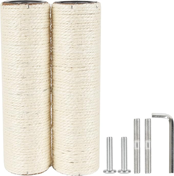 7.4cm 2.91in Diameter Cat Tree Scratching Post Replacement Sisal Pole Parts for Cat Tower (M8, 9.84in/25cm)
