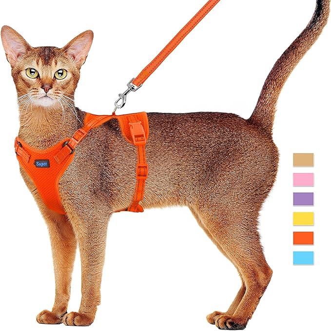Supet Cat Harness and Leash Set for Small to Large Cats Adjustable Cat Vest Harness with Reflective Trim Universal Cat Leash and Harness for Cats/Puppies