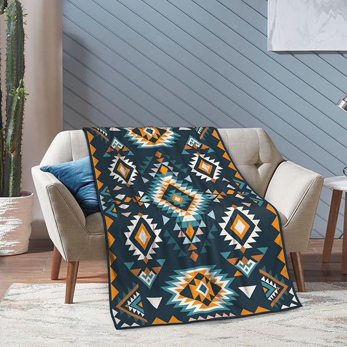 Aztec Soft Throw Blanket Flannel Fleece Blankets Warm Cozy Lightweight Fuzzy Blanket for Bed Sofa Couch Home Decor 60"X50"