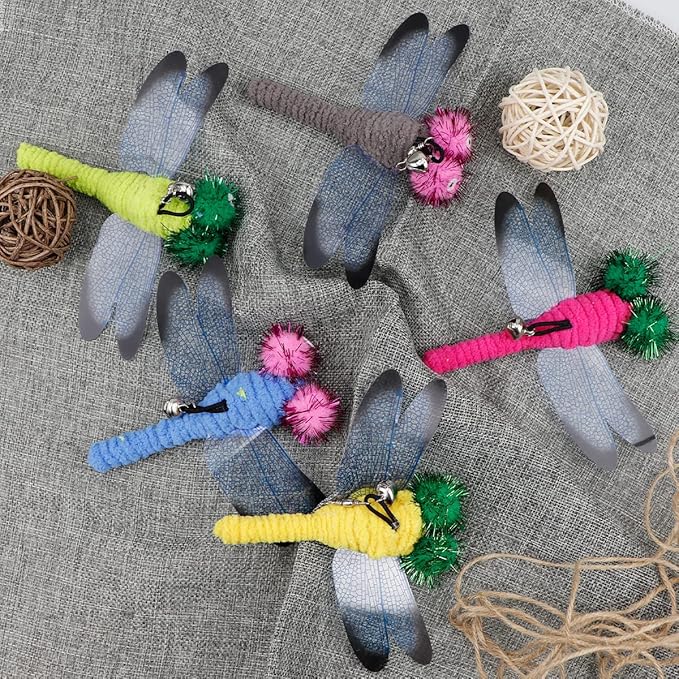5 Pcs Replacement Dragonfly Interactive Cat Toy Refills Cat Toy Wand Replacement Teaser Refills for Cat