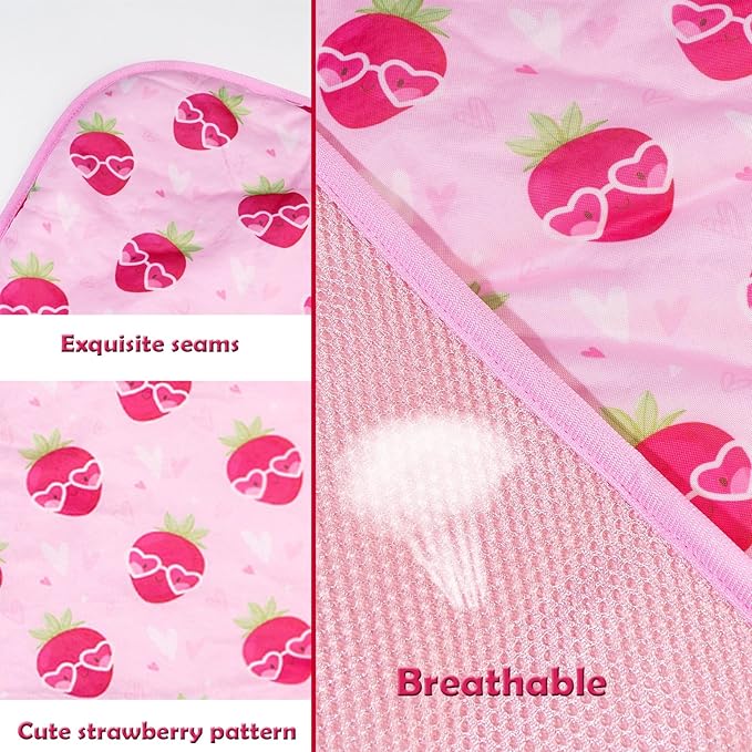 Dog Ice Pad Ice Silk Cats Kennel Mat Pet Cooling Pad Summer Cool Bamboo Mat Breathable Pad (Strawberry, M)