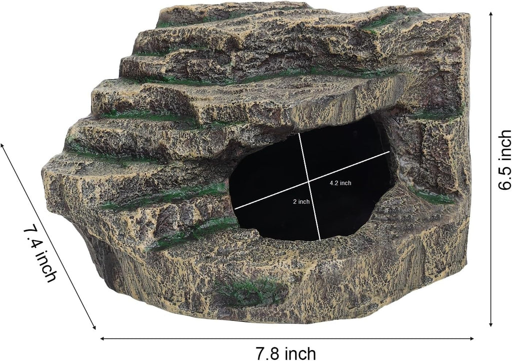 Beared Dragon Tank Accessories for Adults, Snake Hide, Reptile Tank Accessories, Perfect Natural Large Reptile Hide, Professional Turtle Basking Platform (E-Large)