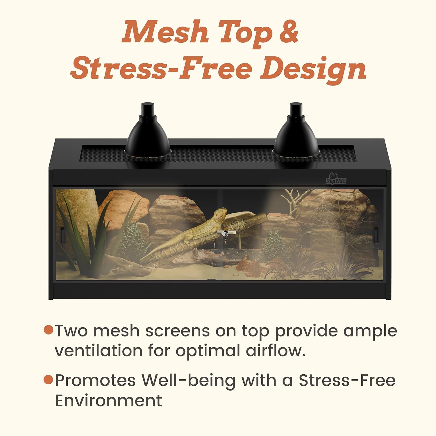 20 Gallon PVC Reptile Enclosure, RepWild 30"x12"x12" Terrarium/Tank with Heavy-Duty Screen Top, Glass Sliding Doors & Lock for Bearded Dragons, Ball Python, Geckos, Lizards