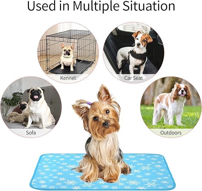 DELIFUR Dog Cooling Mat- Pet Cooling Mat Outdoor for Dogs Self Cooling Pad for Small Medium Dog Machine Washable (Large, Blue)