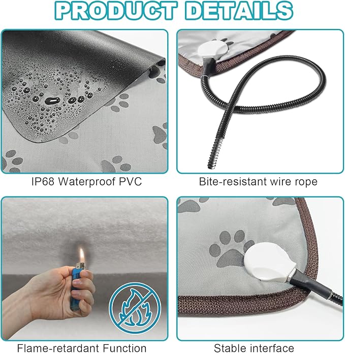 Dog Heating Pad, Heat Mat for Puppies, Waterproof Pet Heater, Whelping Heat Pad, Dog Beds for Indoor Dogs (Grey, 28x18 in)