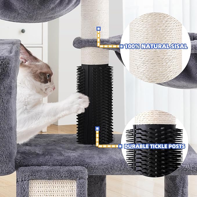 Multi Level Cat Trees with Cat Houses Hammock ScratchingPosts,Grey …