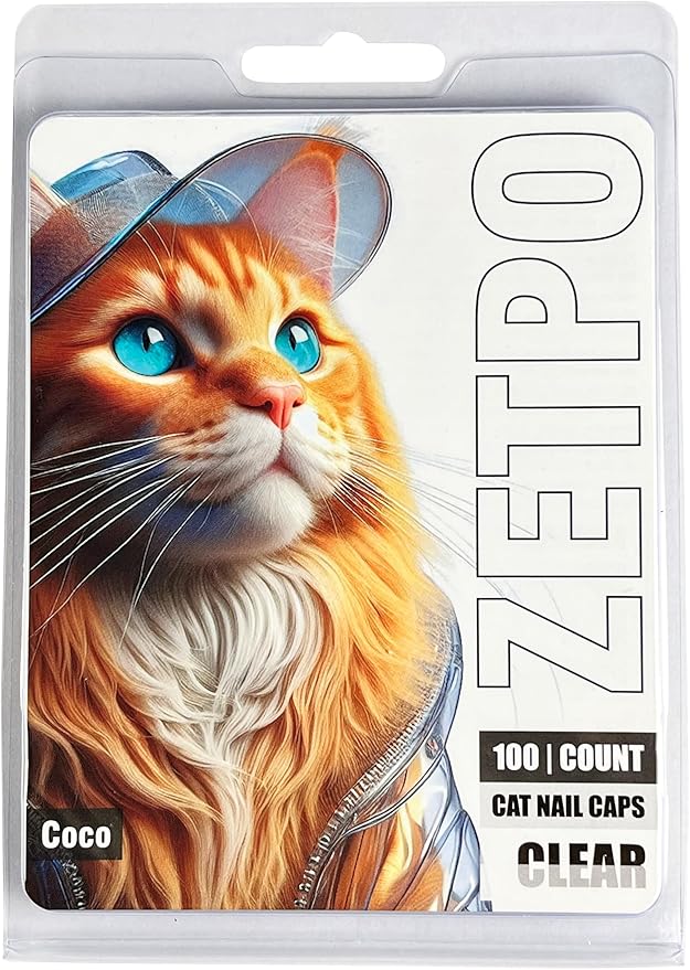 100 pcs Cat Nail Caps | Cat Claw Covers | with Adhesives and Applicators (Clear, XS)