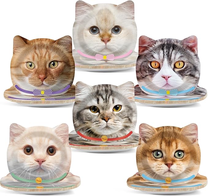 60 Pcs Cat Birthday Paper Plates Cat Shaped Dinner Party Plates for Cute Kitten Party Supplies Kitty Disposable Dinnerware Plate for Cats Themed Birthday Baby Shower Decorations Favors