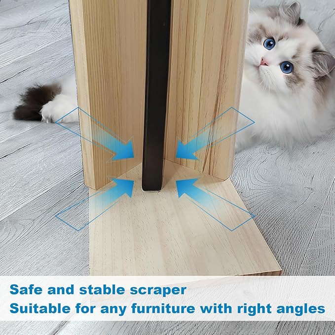 24" Tall Couch Corner Scratching Post with 3Pcs Replaceable Self-Adhesive Cat Scratching Post Carpet, Cat Scratch Pad Mat- Stylish Indoor Cat Scratcher Board Furniture Protector