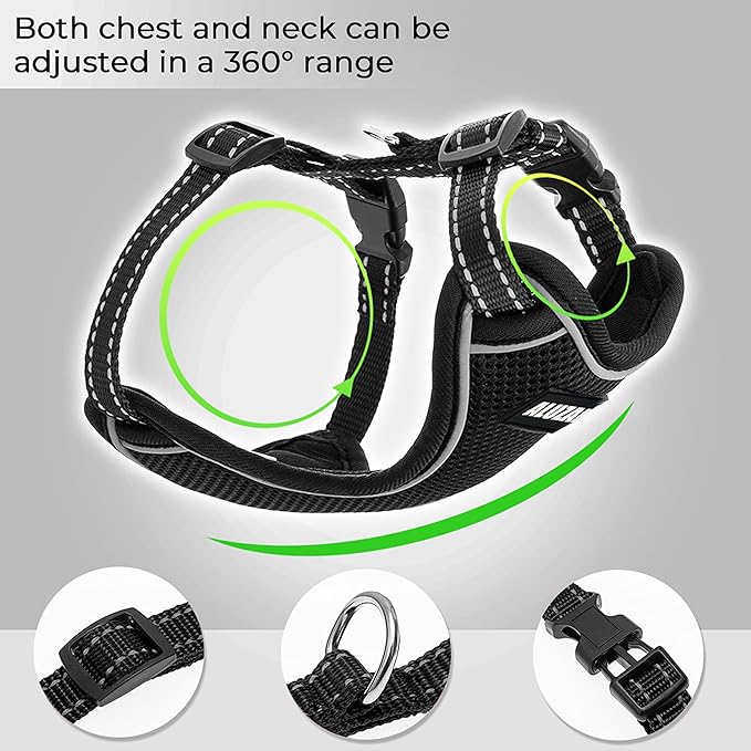 Cat Harness and Leash Set - Escape Proof Cat Vest Harness for Walking Travel Outdoor - Reflective Adjustable Soft Mesh Breathable Cat Body Harness for Small Medium Large Cat