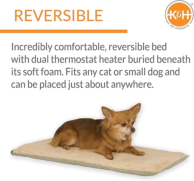 K&H Pet Products Thermo-Pet Mat Reversible Heated Pet Bed Sage 14 X 28 Inches