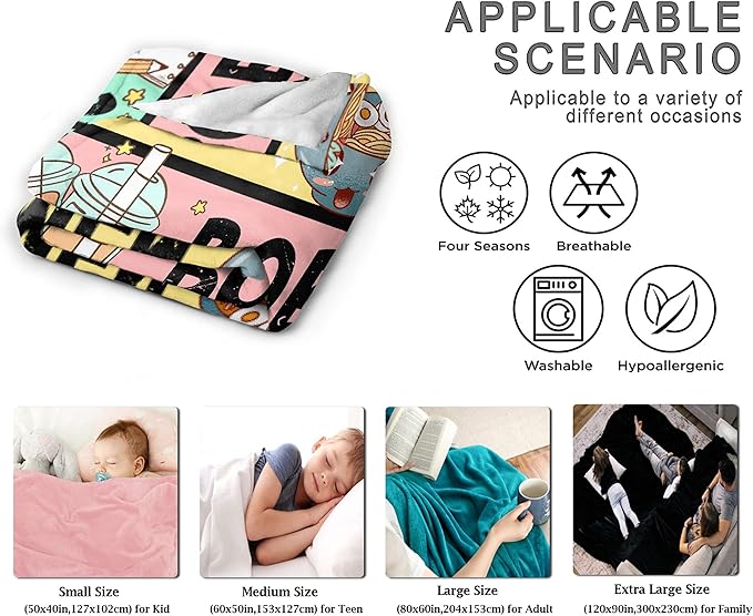 Anime Blanket Gifts for Girls Kawaii Anime Decor for Women Anime Ramen Boba Sketching Flannel Blanket Anime Lover Stuff, Luxurious Warm and Cozy for L 60X80 Inch Most People Choice