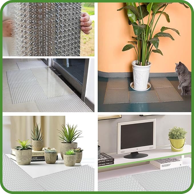 14 Pack Scat Mat for Cats - 16 x 13 Inch Cat Spike Mat with 1 Inch Spike, Cat Repellent Indoor & Outdoor Mat to Deter Cats & Other Animals, Humane Cat Deterrent Indoor Fence