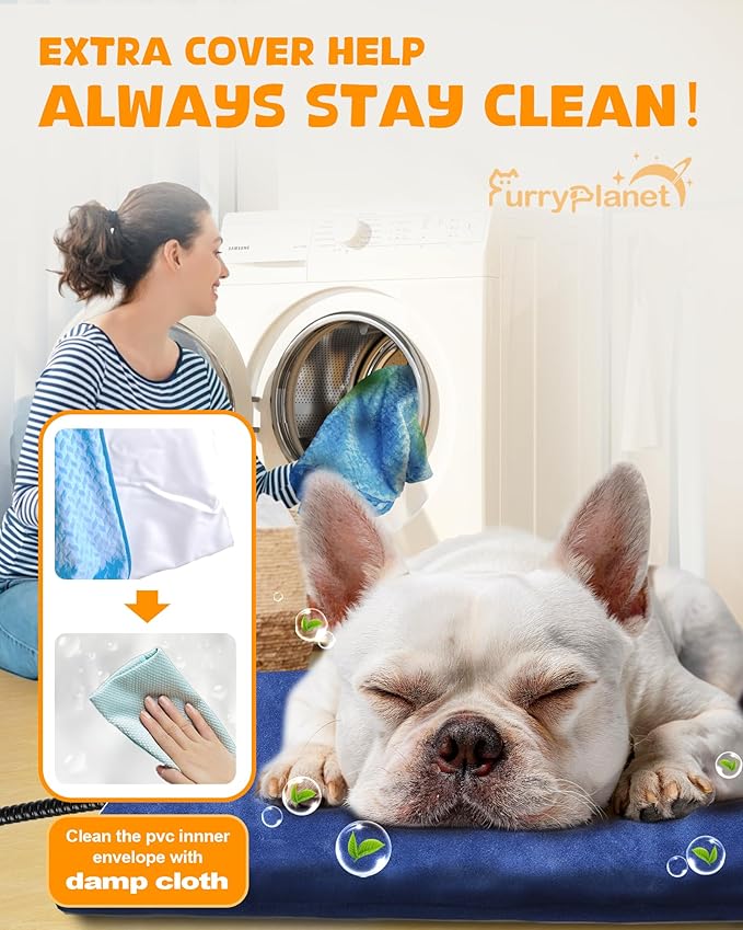 Upgrade Dog Cat Heating Pad with 2 Covers&840D Storage Bag,Adjustable Temperature Electric Pet Heating Pad with Timer,Waterproof Heated Bed Mat with Chew-Proof Cord,M