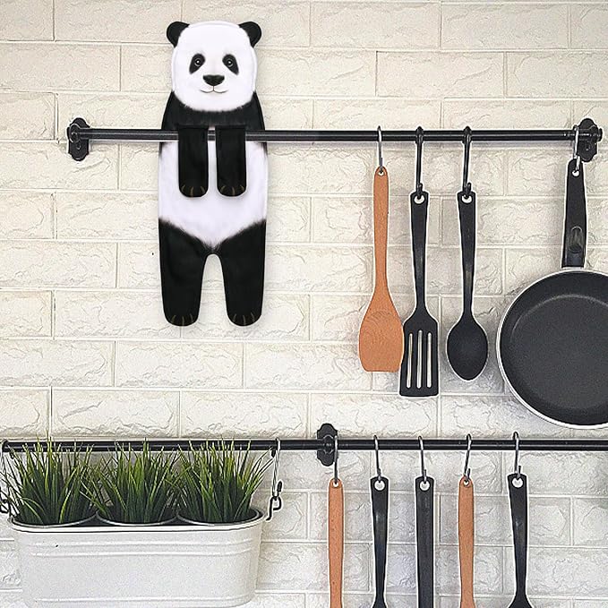 AGRIMONY Funny Panda Hand Towels for Bathroom Kitchen - Cute Decorative Decor Hanging Washcloths Face Towels Super Absorbent Soft - Housewarming Birthday Christmas Fun Gifts for Women Panda Lovers