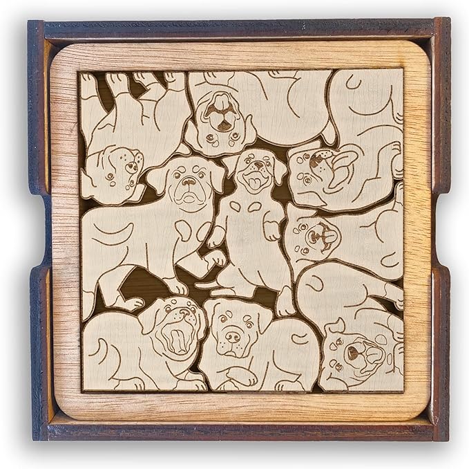 02 Rottweiler Dog Coaster - Rottweiler Dog Puzzle Wooden Coaster Set - Interlocking Jigsaw Drink Mats with Laser-Cut Design for Rottweiler Lovers (Rottweiler Dog)
